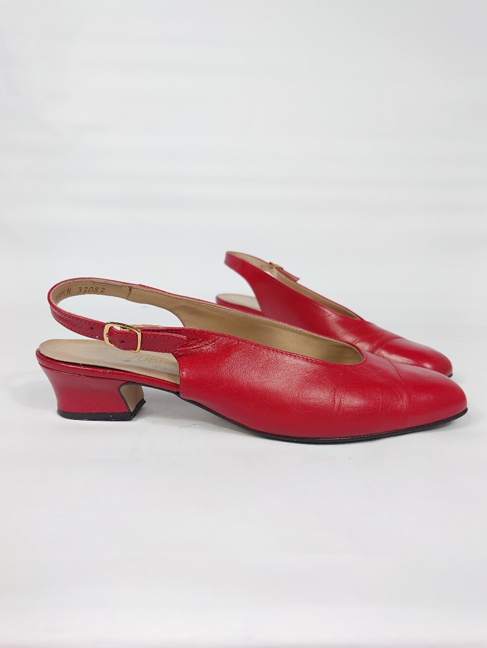 California Magdesians red leather slingback pumps, Made in USA 10.5 N